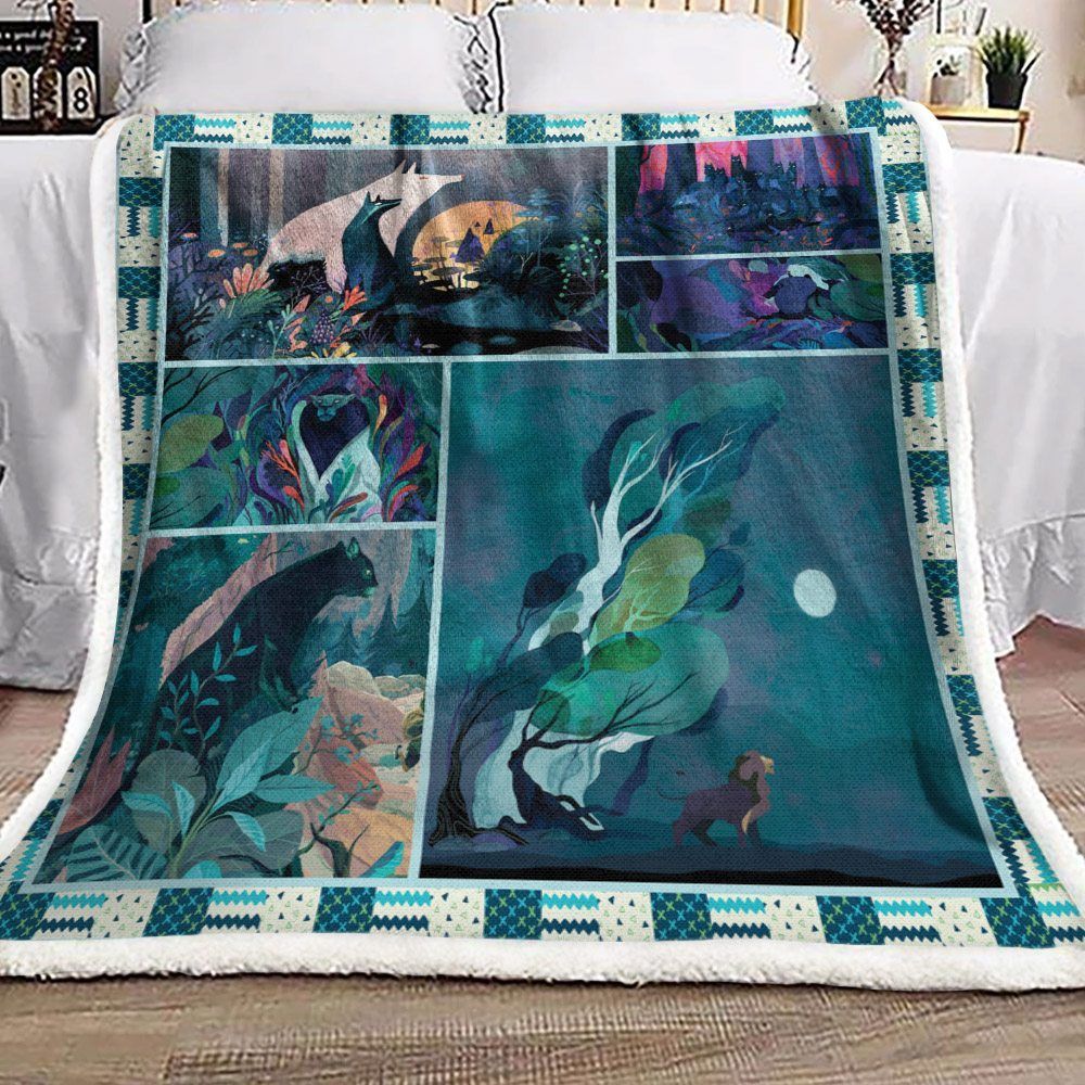 Lion And Wolf Sherpa Fleece Blanket