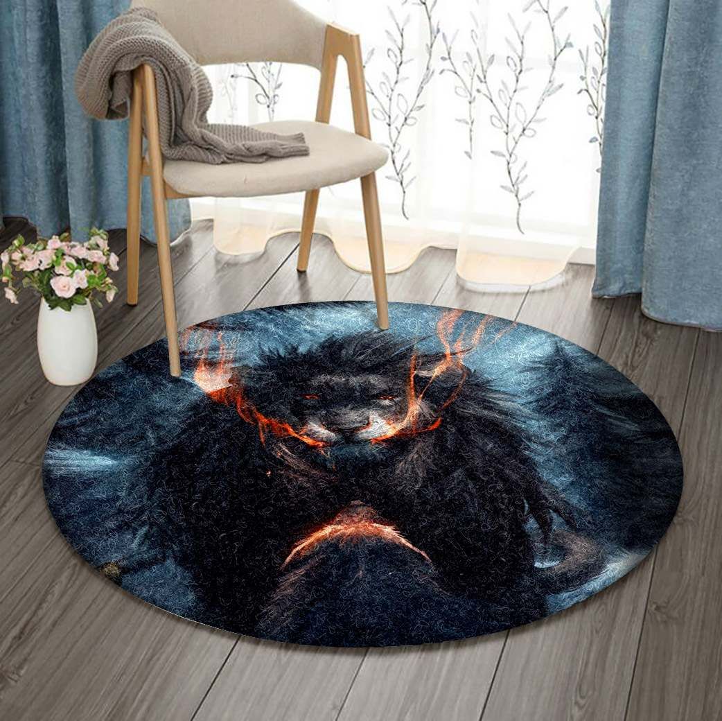 Lion And Wolf Round Carpet