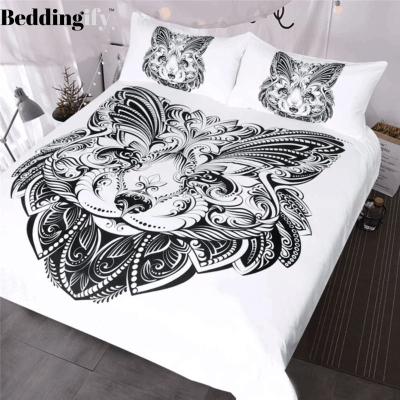 Lion Black And White Pattern Bedding Set