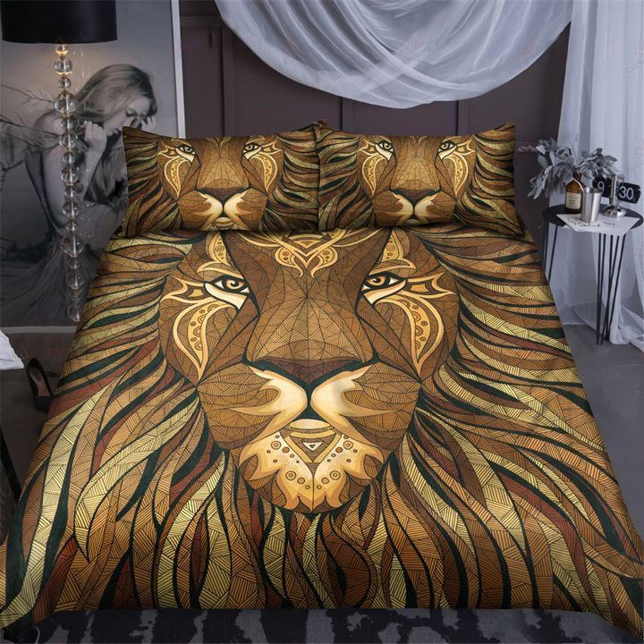 Lion Brown Abstract Bedding Set