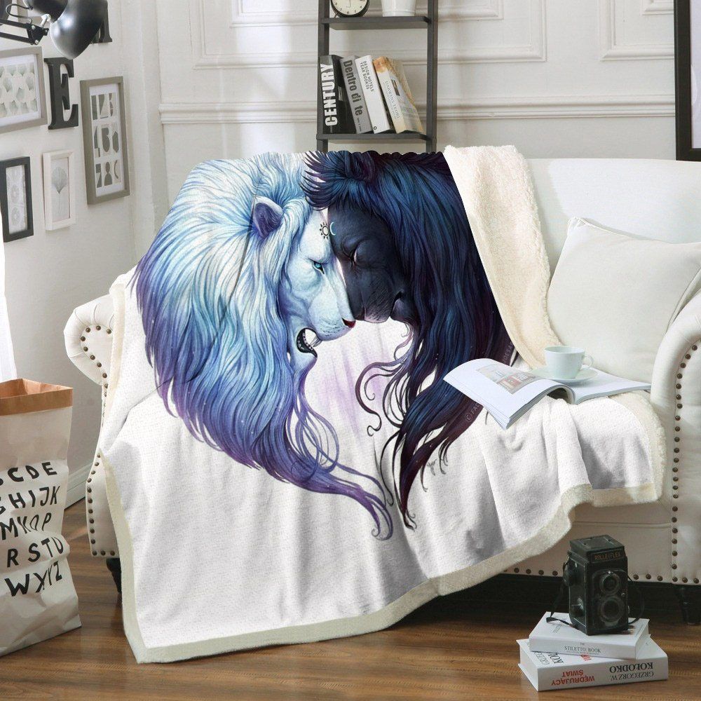 Lion Sherpa Fleece Blanket