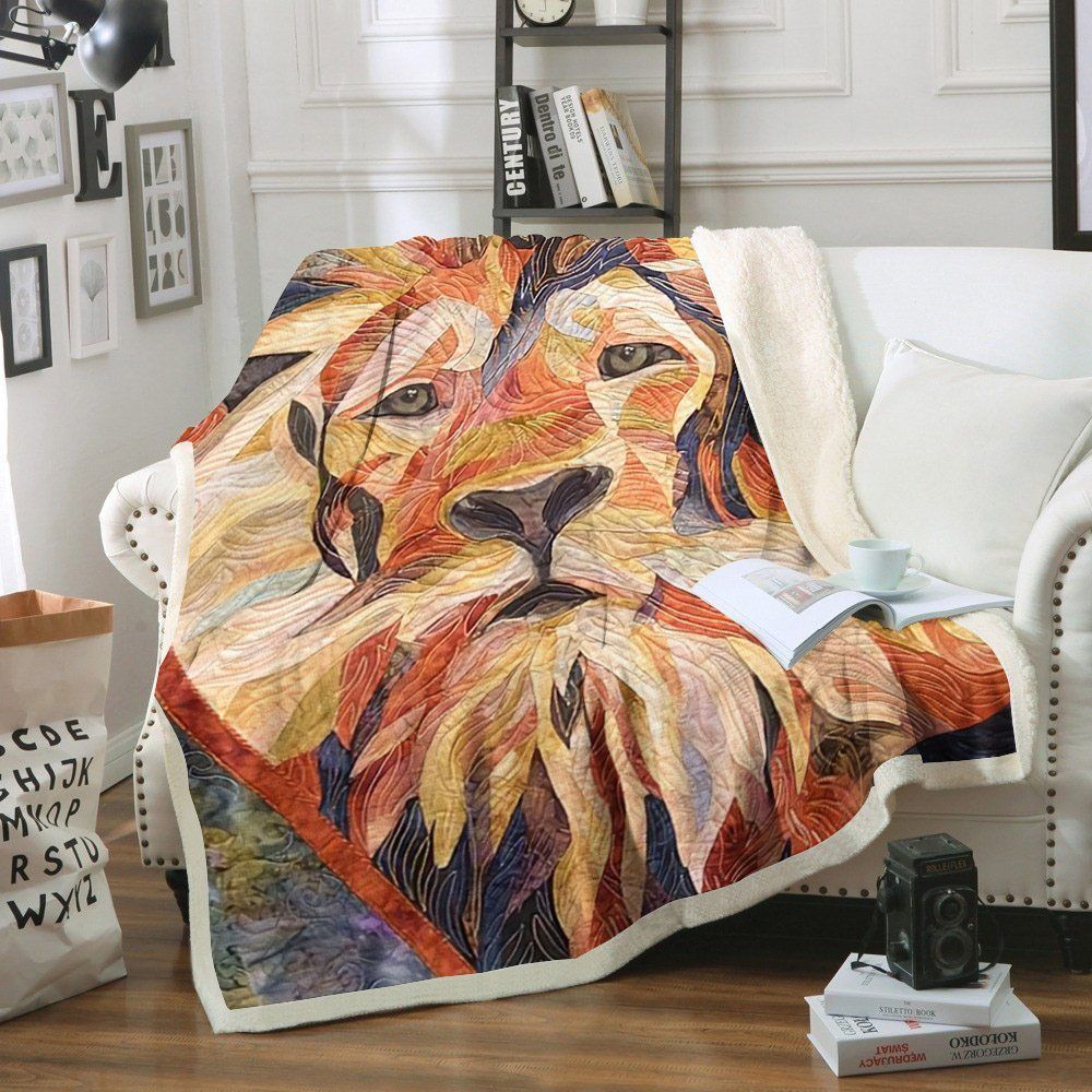 Lion Sherpa Fleece Blanket