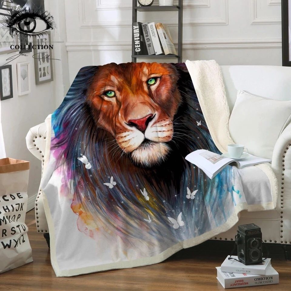 Lion Butterflies Sherpa Fleece Blanket
