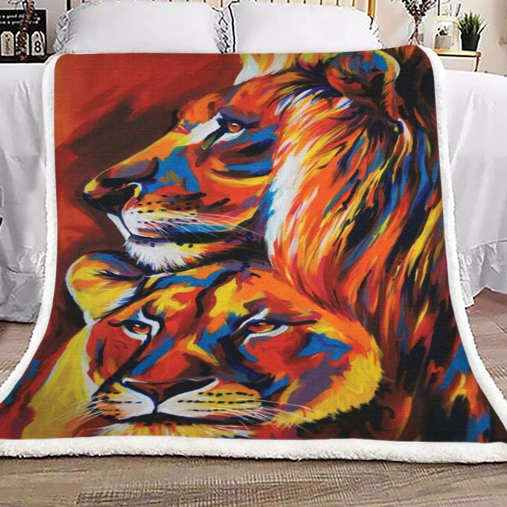 Lion Sherpa Fleece Blanket