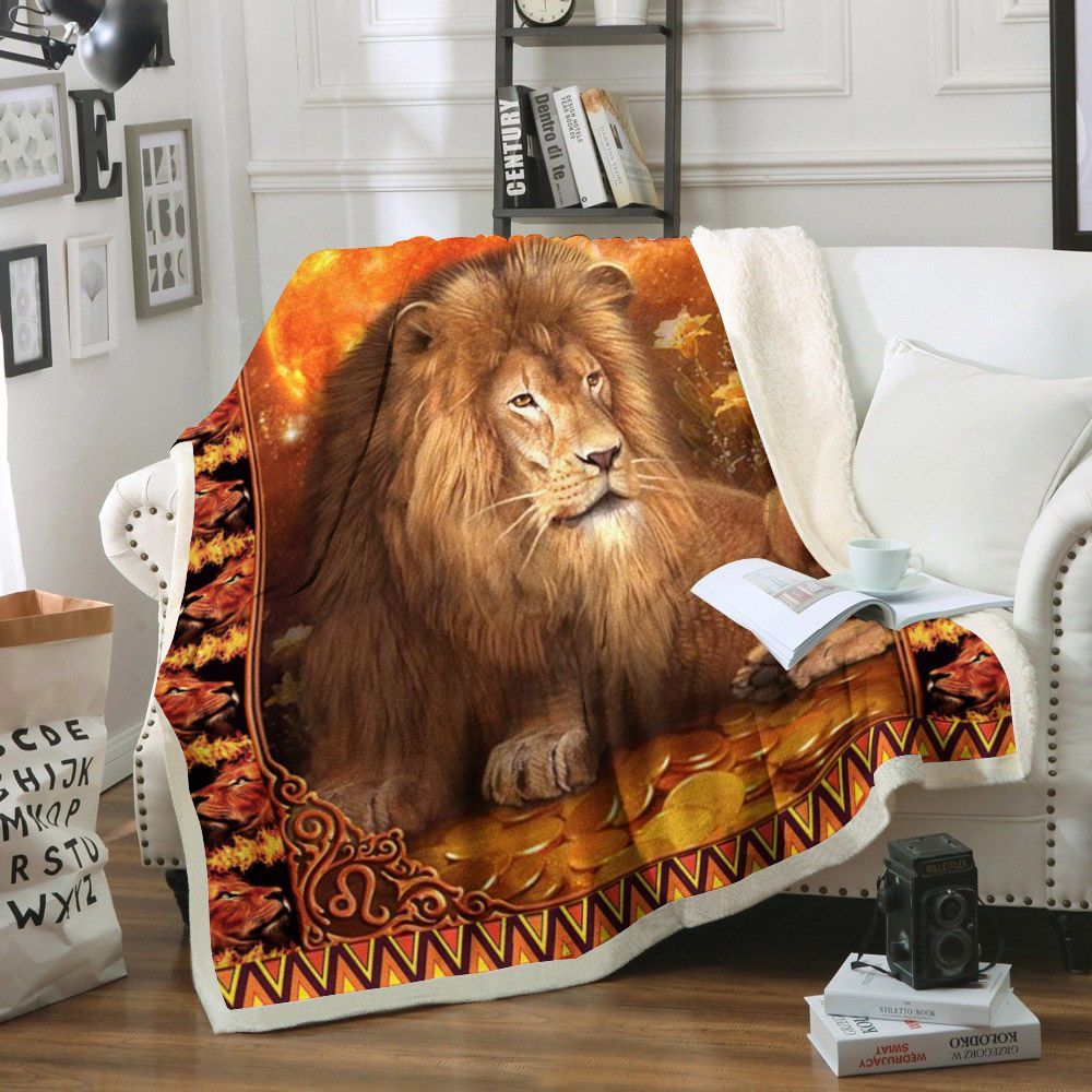 Lion Sherpa Fleece Blanket