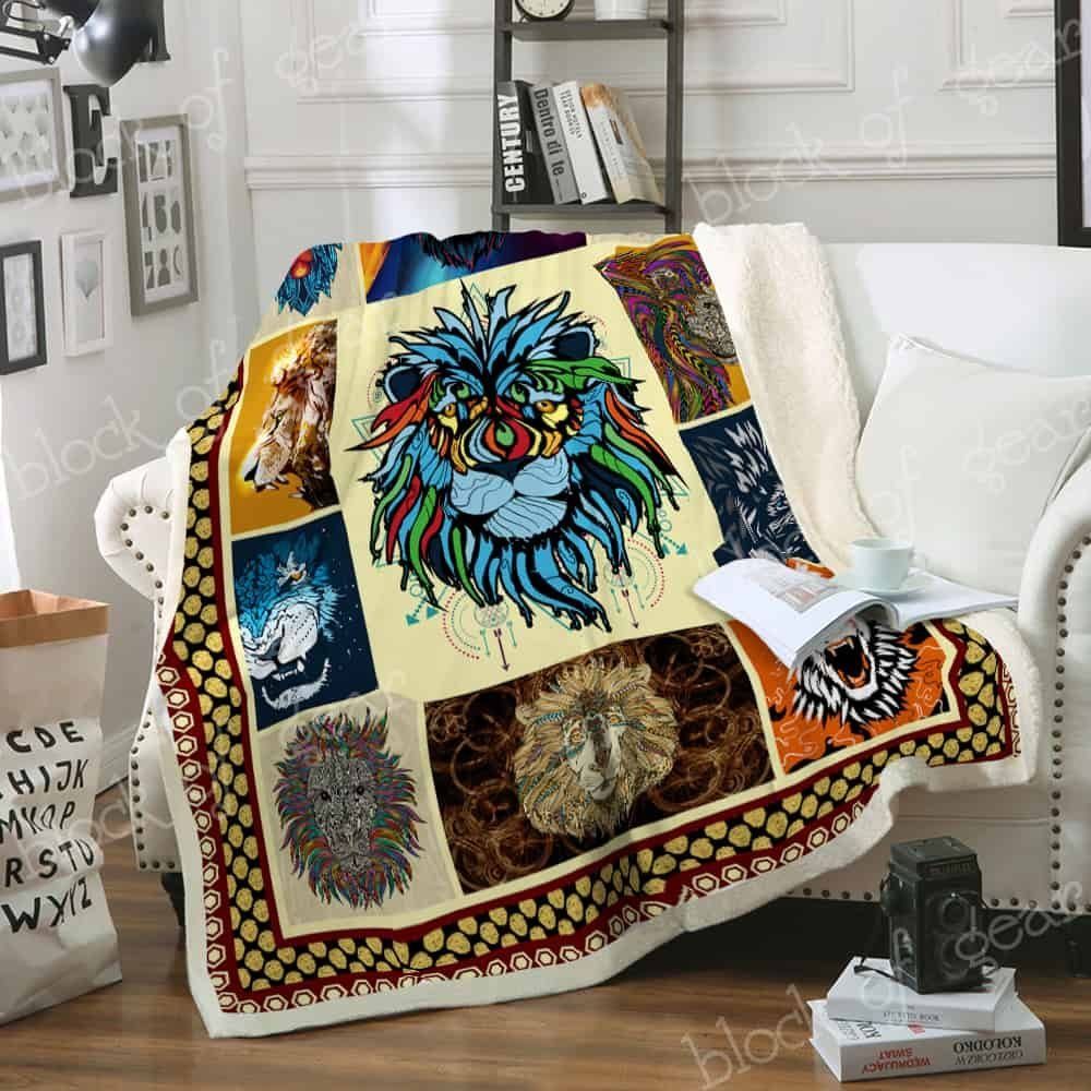 Lion Sherpa Fleece Blanket