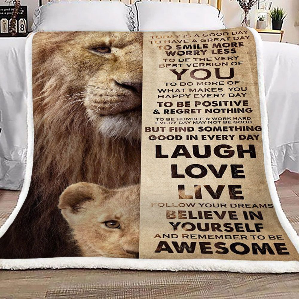 Lion Sherpa Fleece Blanket