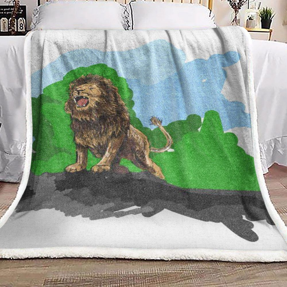 Lion Sherpa Fleece Blanket