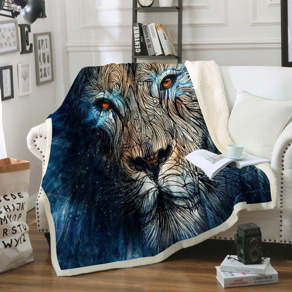 Lion Sherpa Fleece Blanket