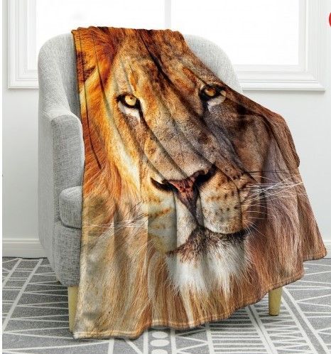 Lion Sherpa Fleece Blanket