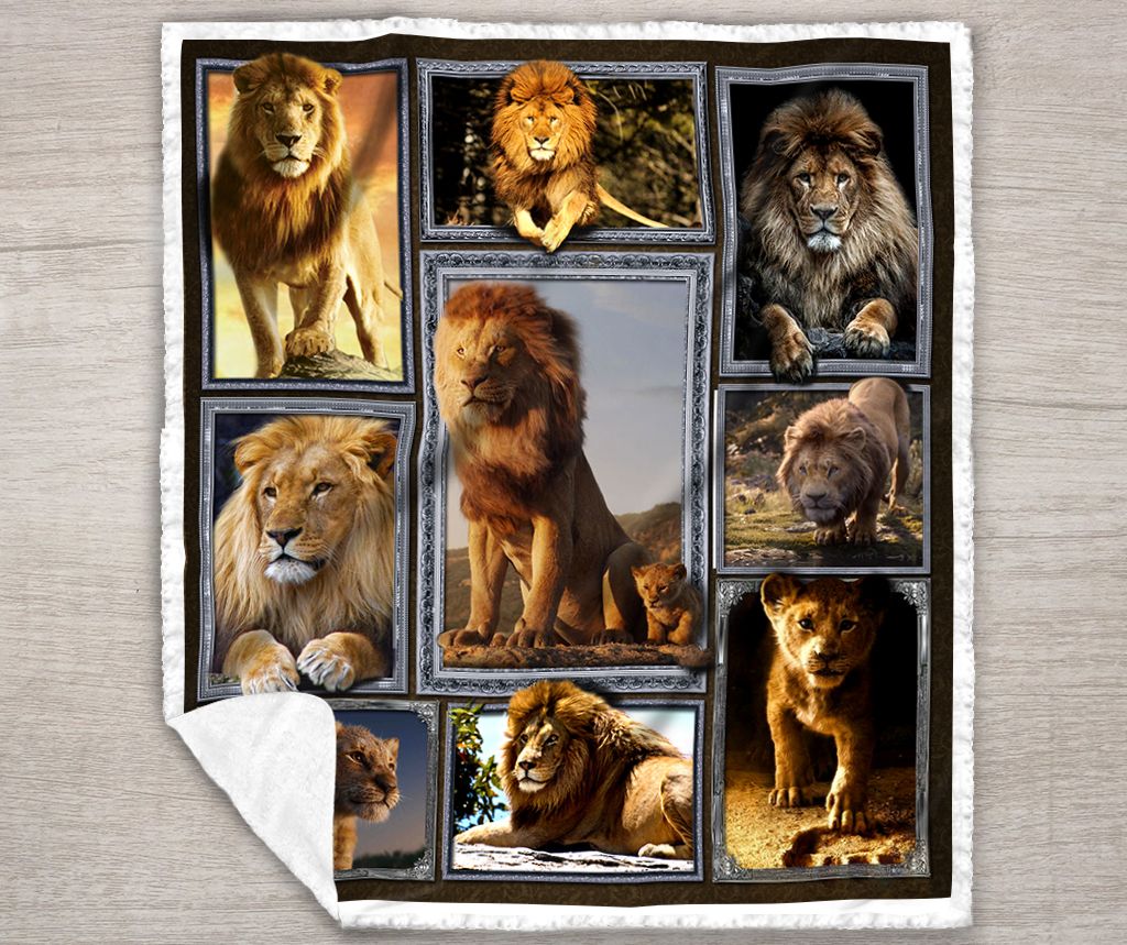 Lion Sherpa Fleece Blanket