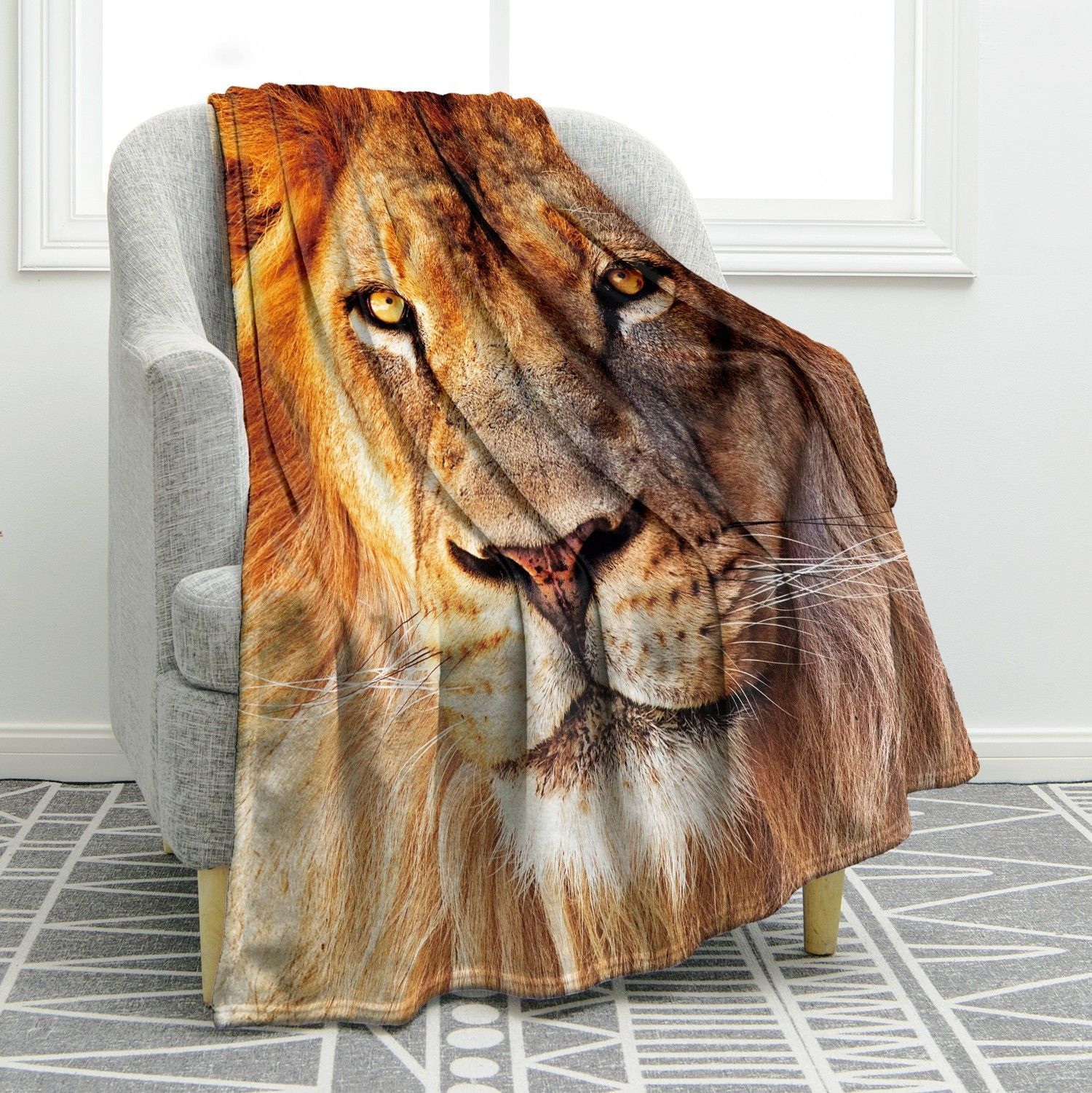 Lion Sherpa Fleece Blanket