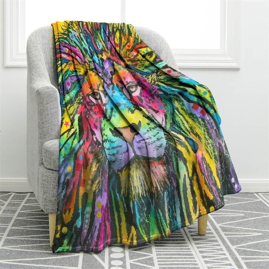 Lion Sherpa Fleece Blanket