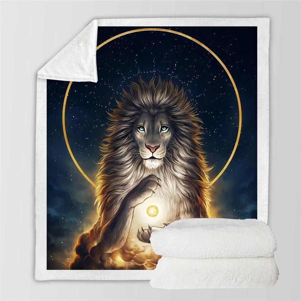 Lion Sherpa Fleece Blanket