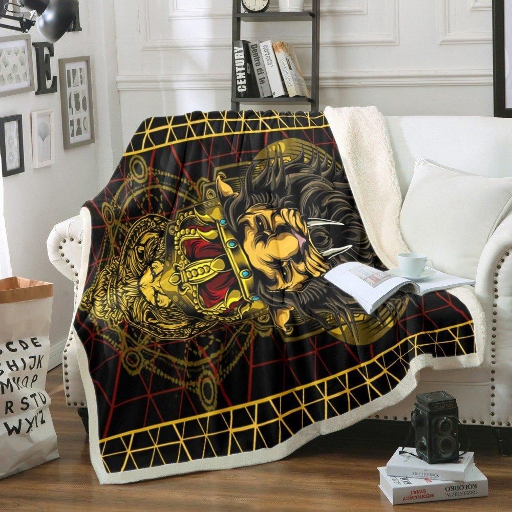 Lion Sherpa Fleece Blanket