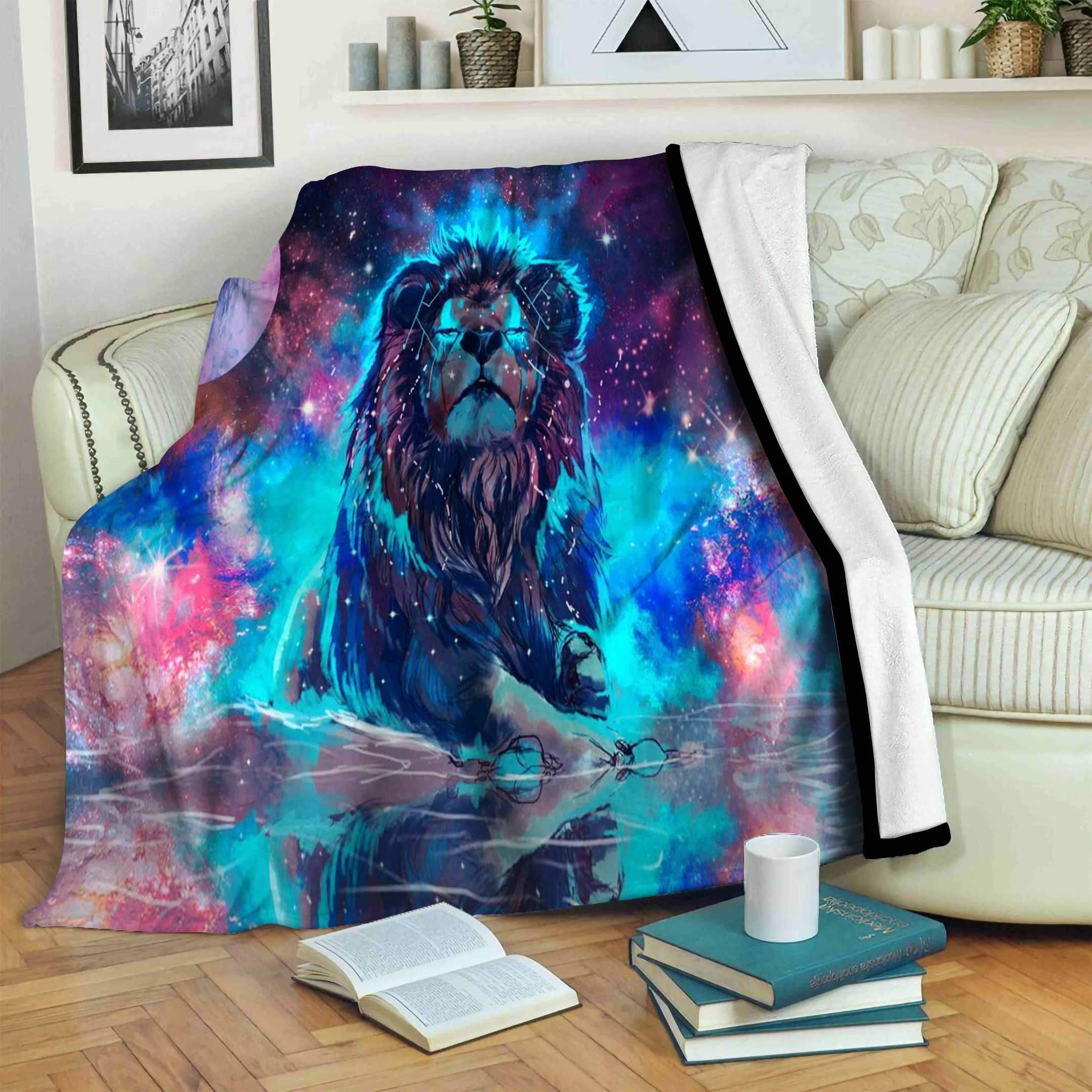 Lion Sherpa Fleece Blanket