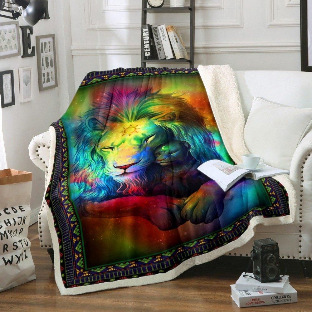 Lion Sherpa Fleece Blanket