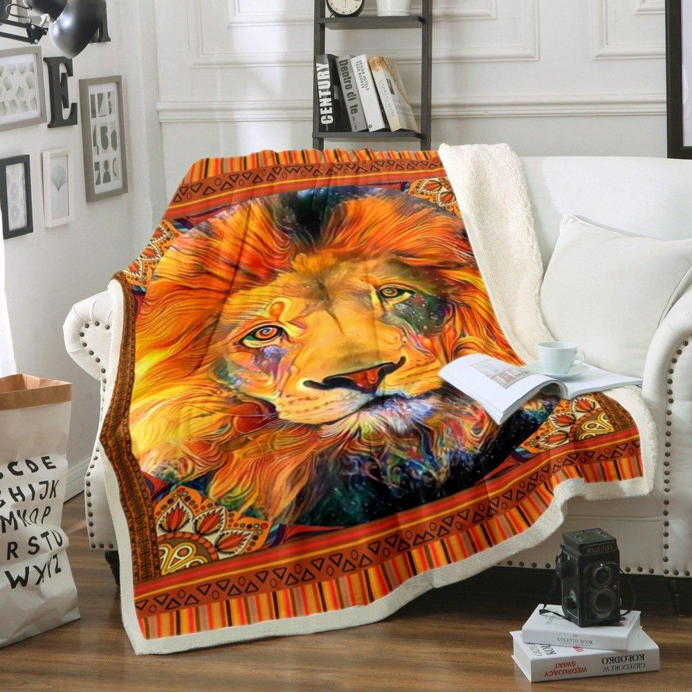 Lion Sherpa Fleece Blanket