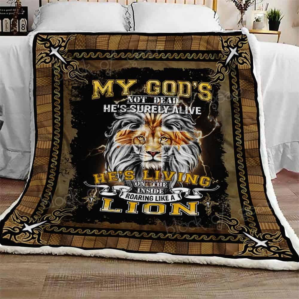 Lion Sherpa Fleece Blanket