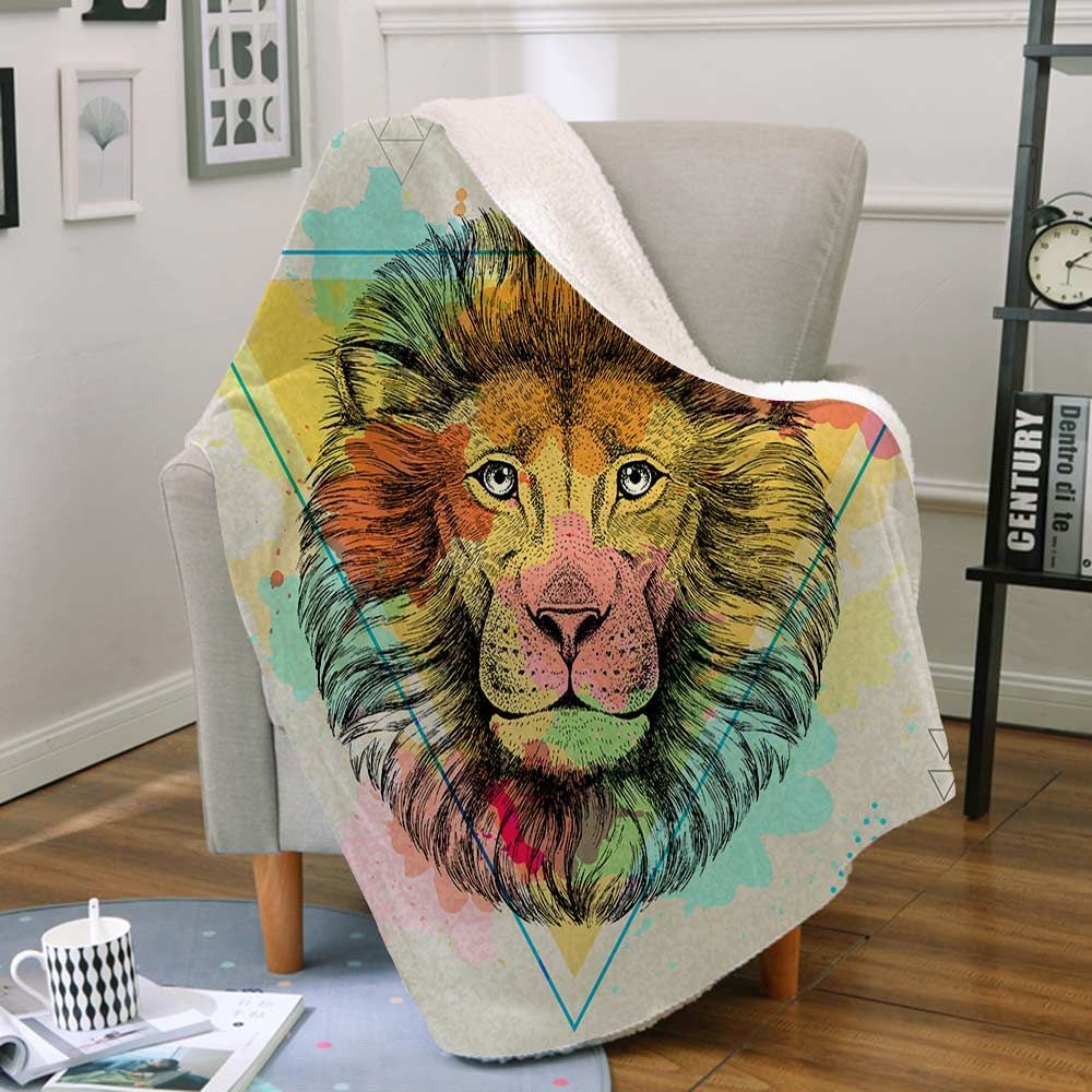 Lion Sherpa Fleece Blanket