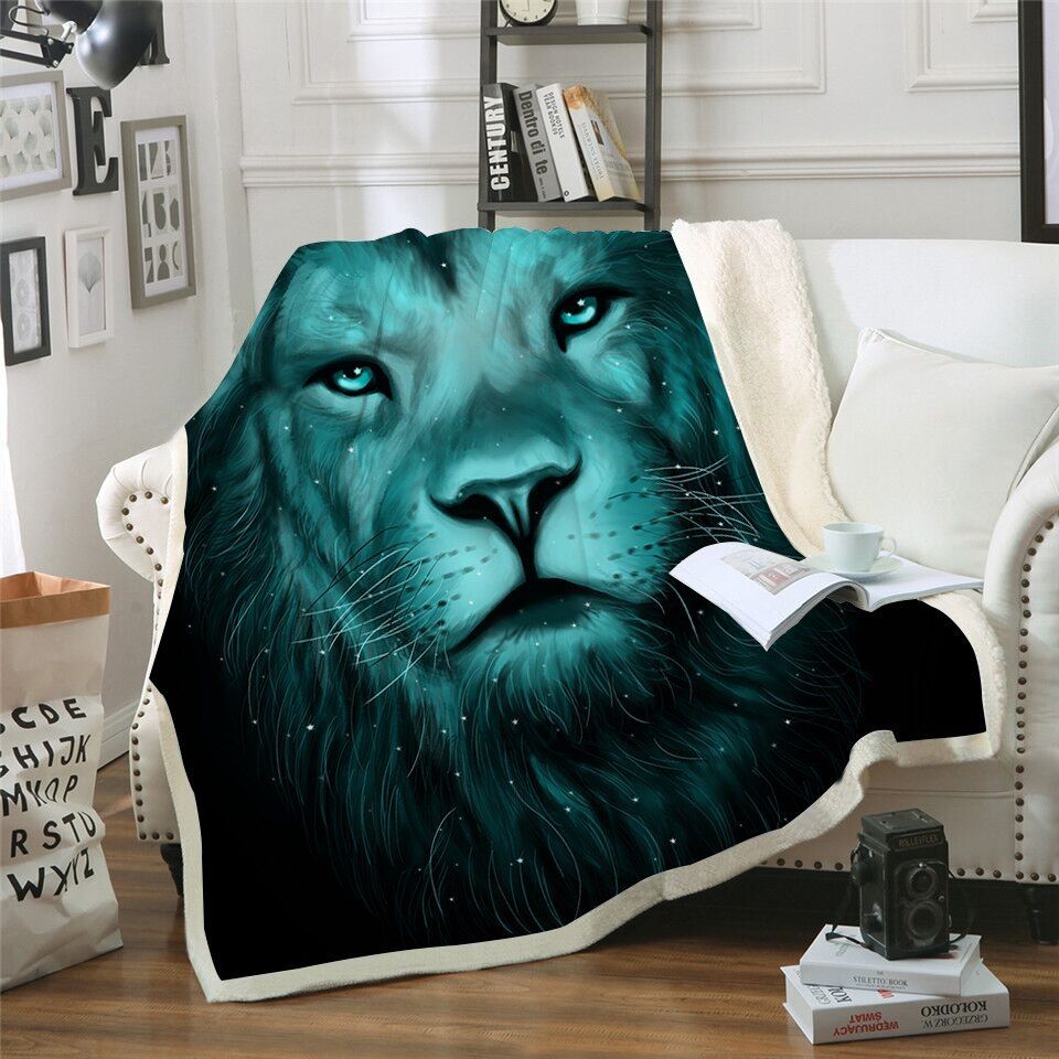 Lion Sherpa Fleece Blanket