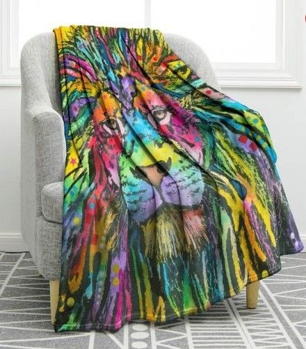Lion Sherpa Fleece Blanket