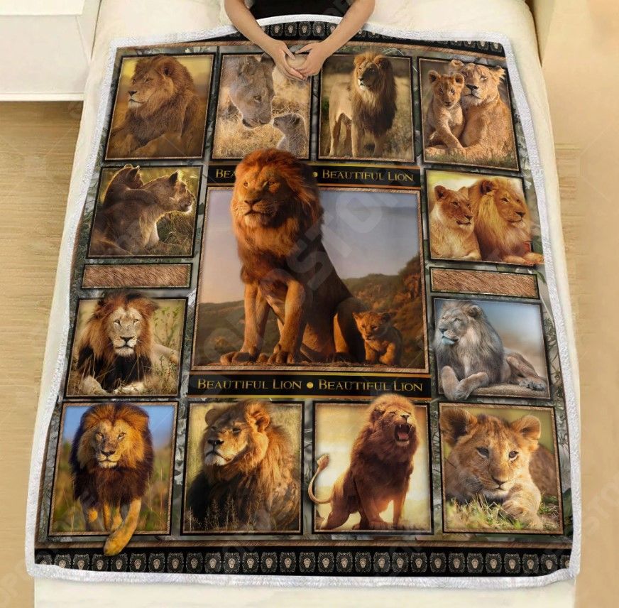 Lion Sherpa Fleece Blanket