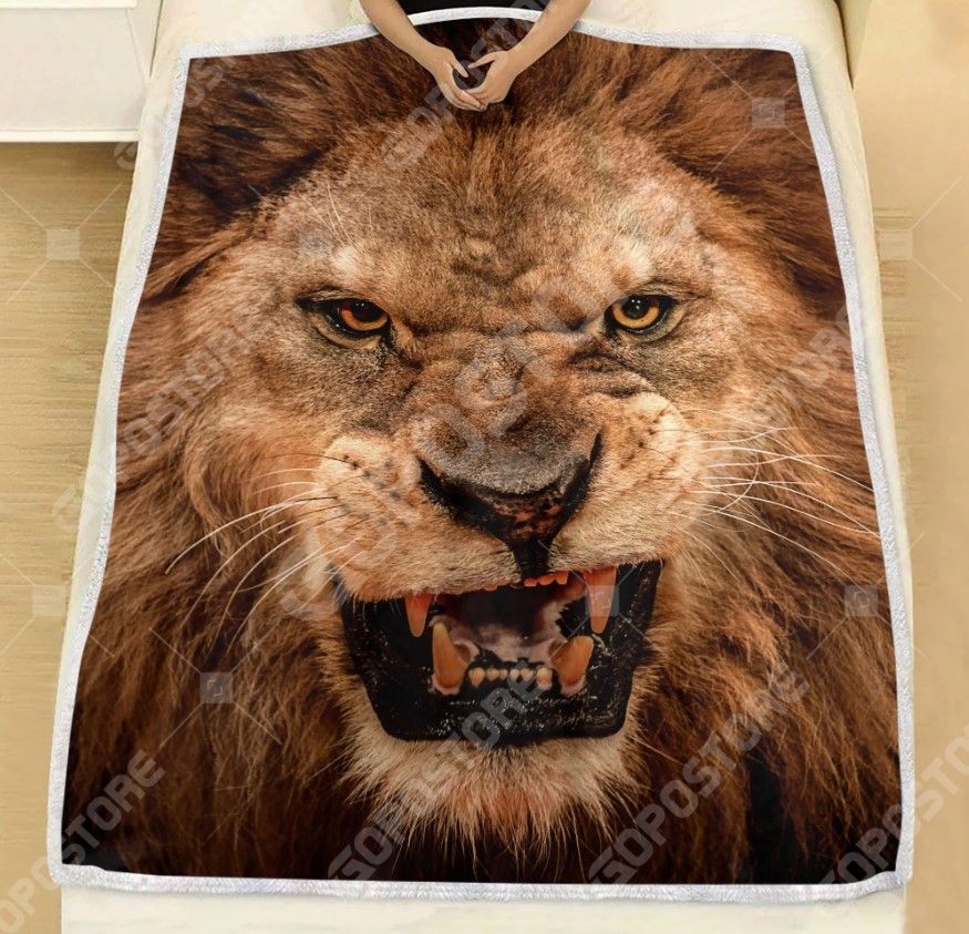 Lion Sherpa Fleece Blanket