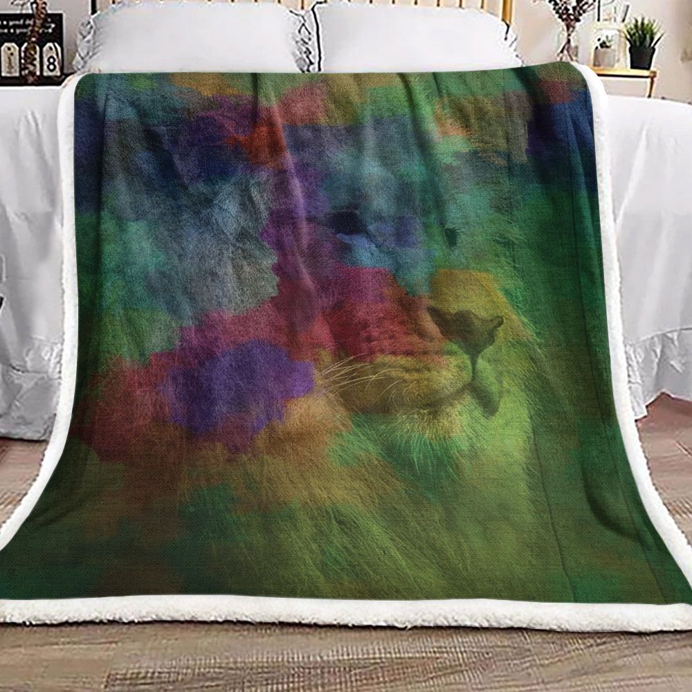 Lion Colorful Sherpa Fleece Blanket