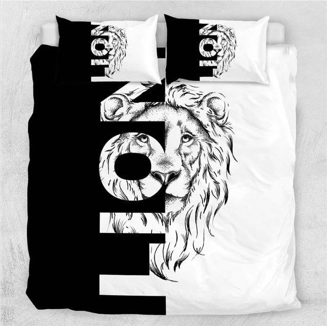 Lion Cool Black White Bedding Set