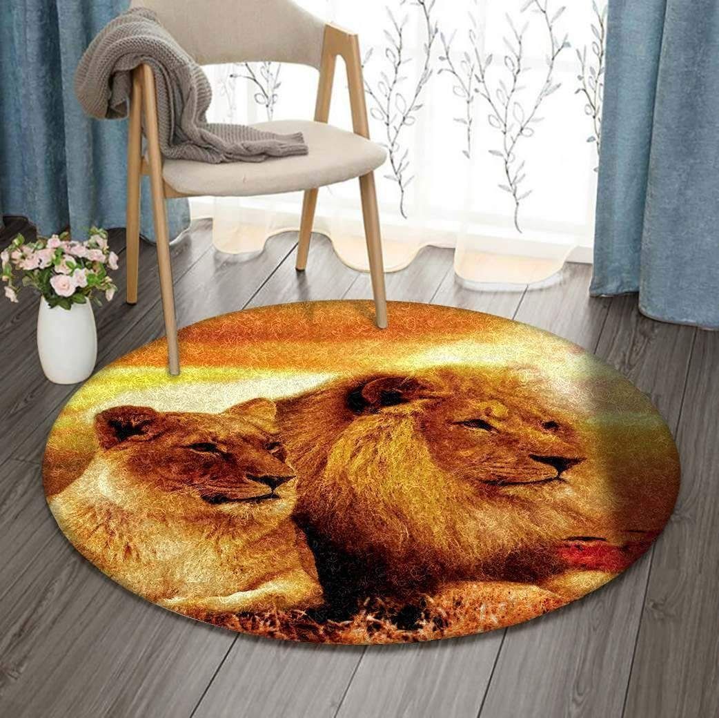 Lion Couple Round Carpet