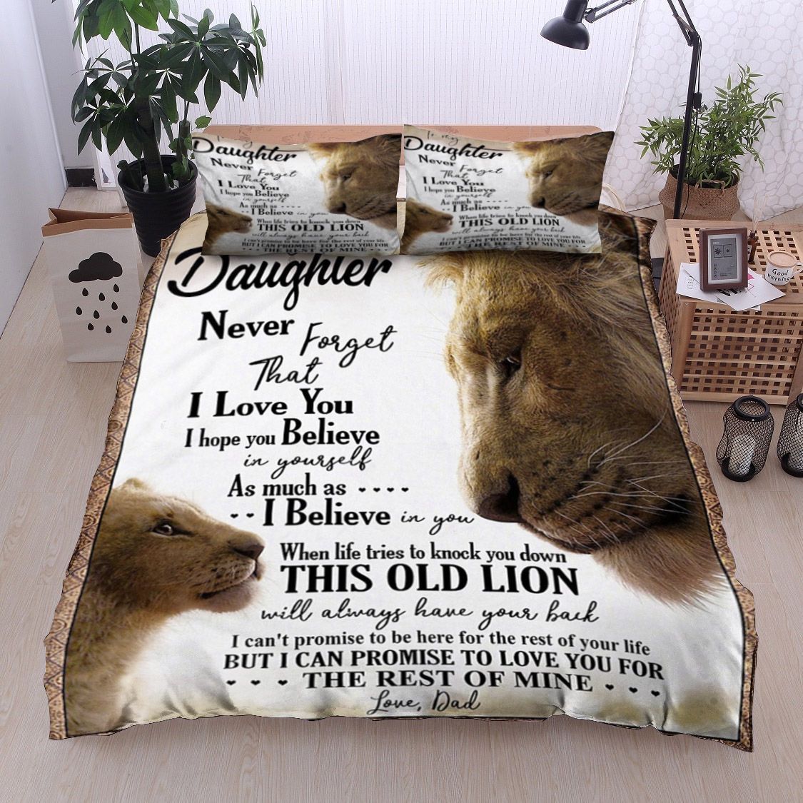 Lion Dad To Daughter Bedding Set