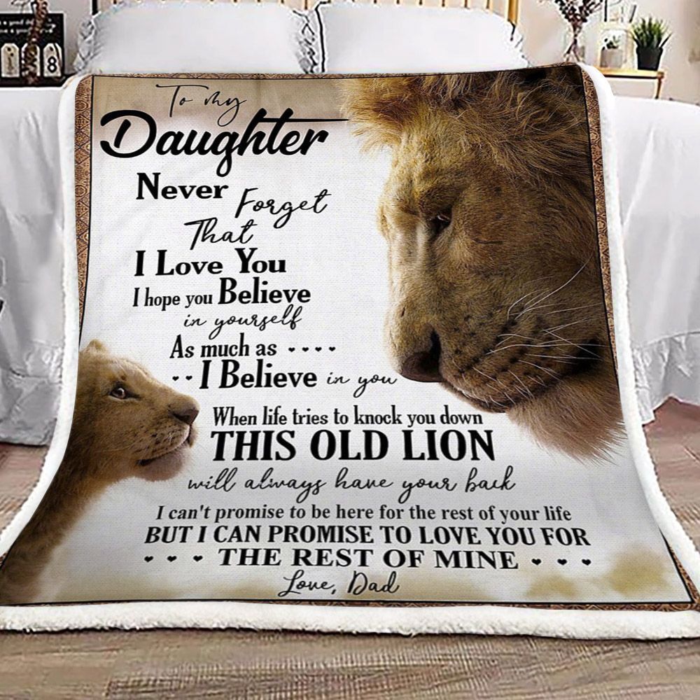 Lion Dad To Daughter Sherpa Fleece Blanket