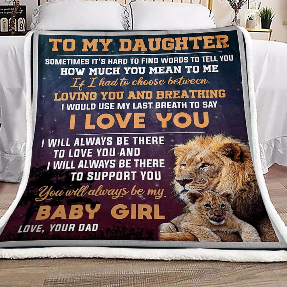 Lion Dad To Daughter Sherpa Fleece Blanket