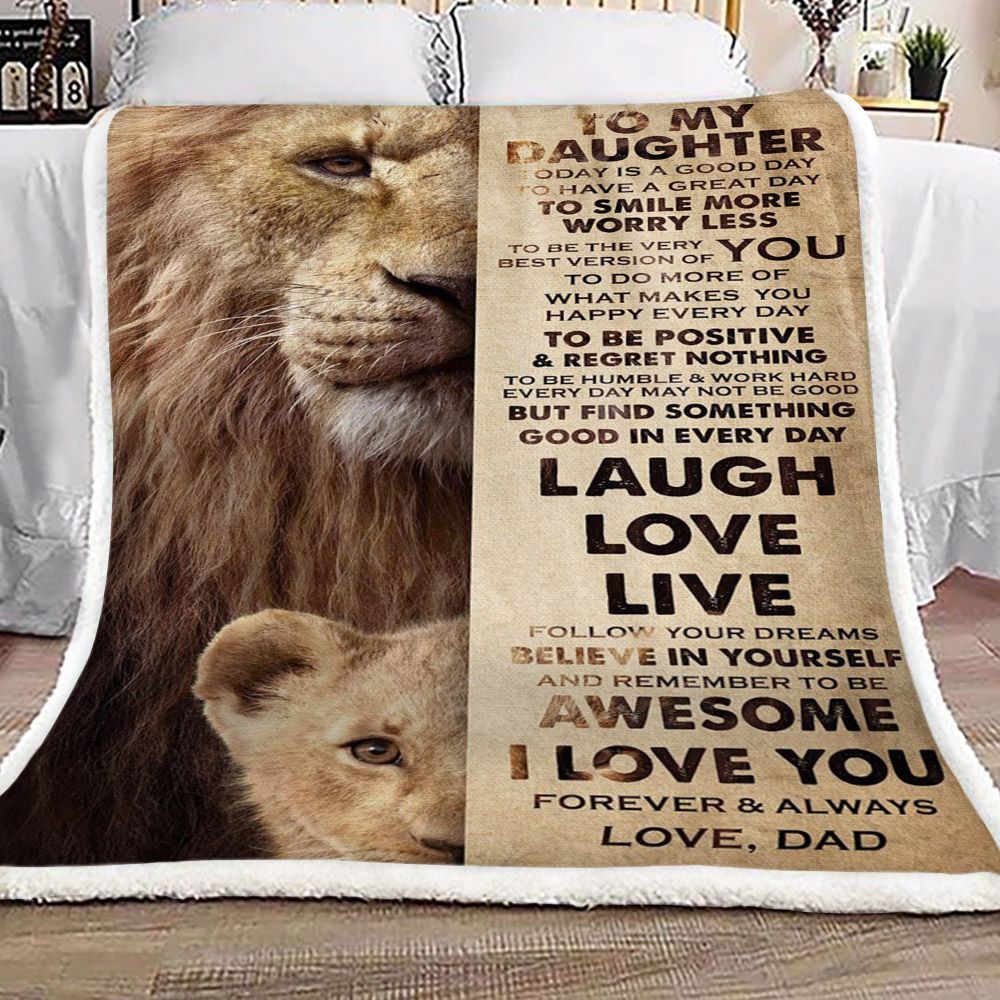 Lion Dad To Daughter Sherpa Fleece Blanket
