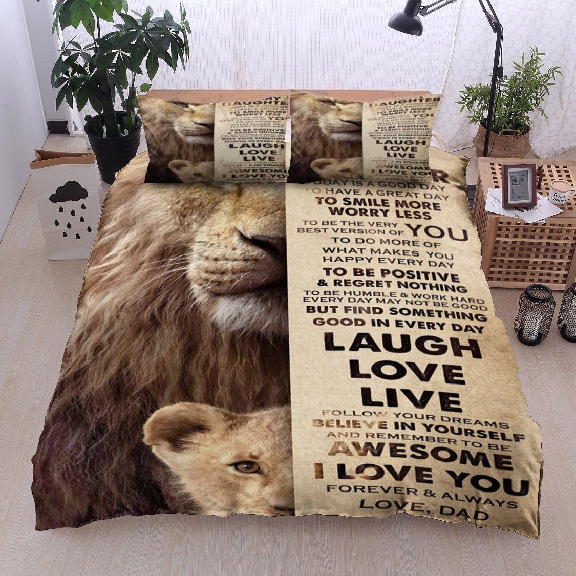 Lion Dad To Daughter Bedding Set