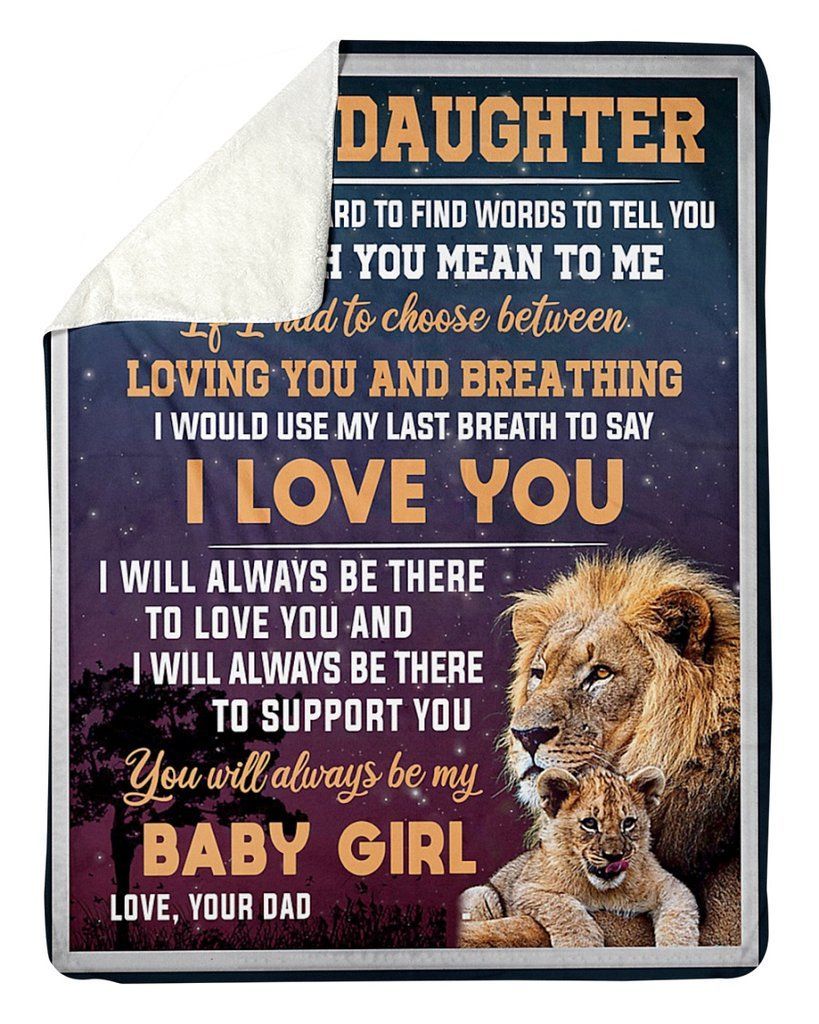 Lion Dad To Daughter Sherpa Fleece Blanket