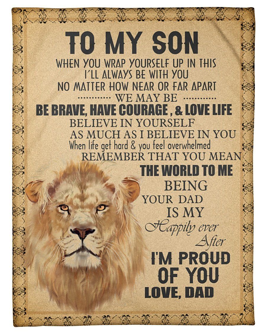 Lion Dad To Son I’m Proud Of You Fleece Blanket Fleece Blanket