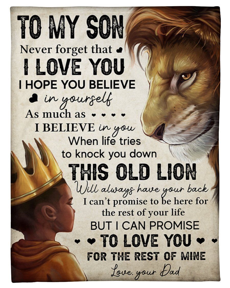 Lion Dad To Son Never Forget I Love U Fleece Blanket Fleece Blanket