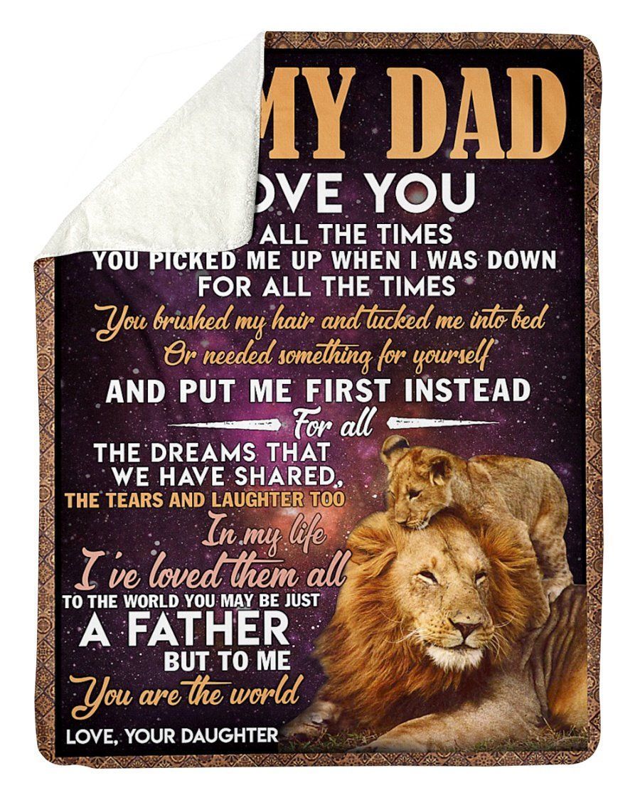 Lion Daughter To Dad Sherpa Fleece Blanket