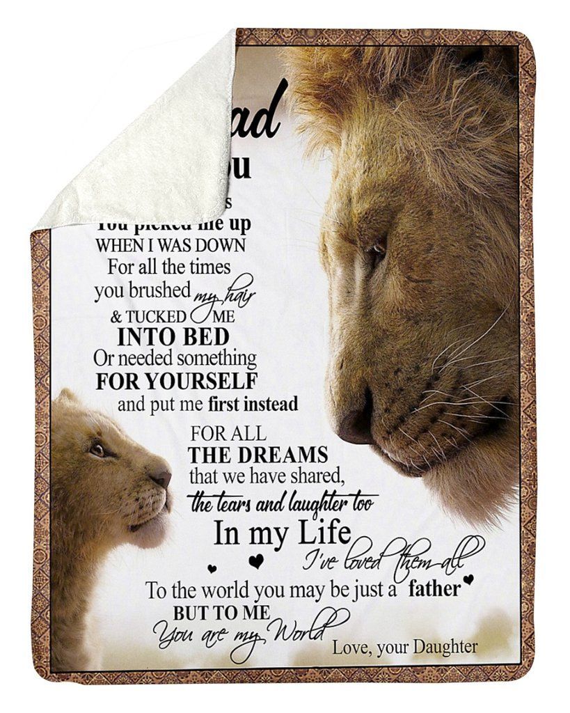 Lion Daughter To Dad Sherpa Fleece Blanket