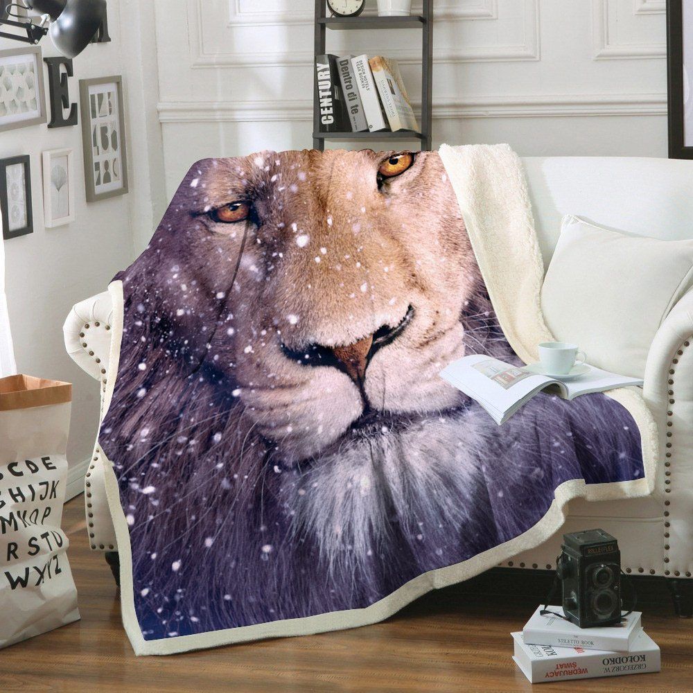 Lion Sherpa Fleece Blanket