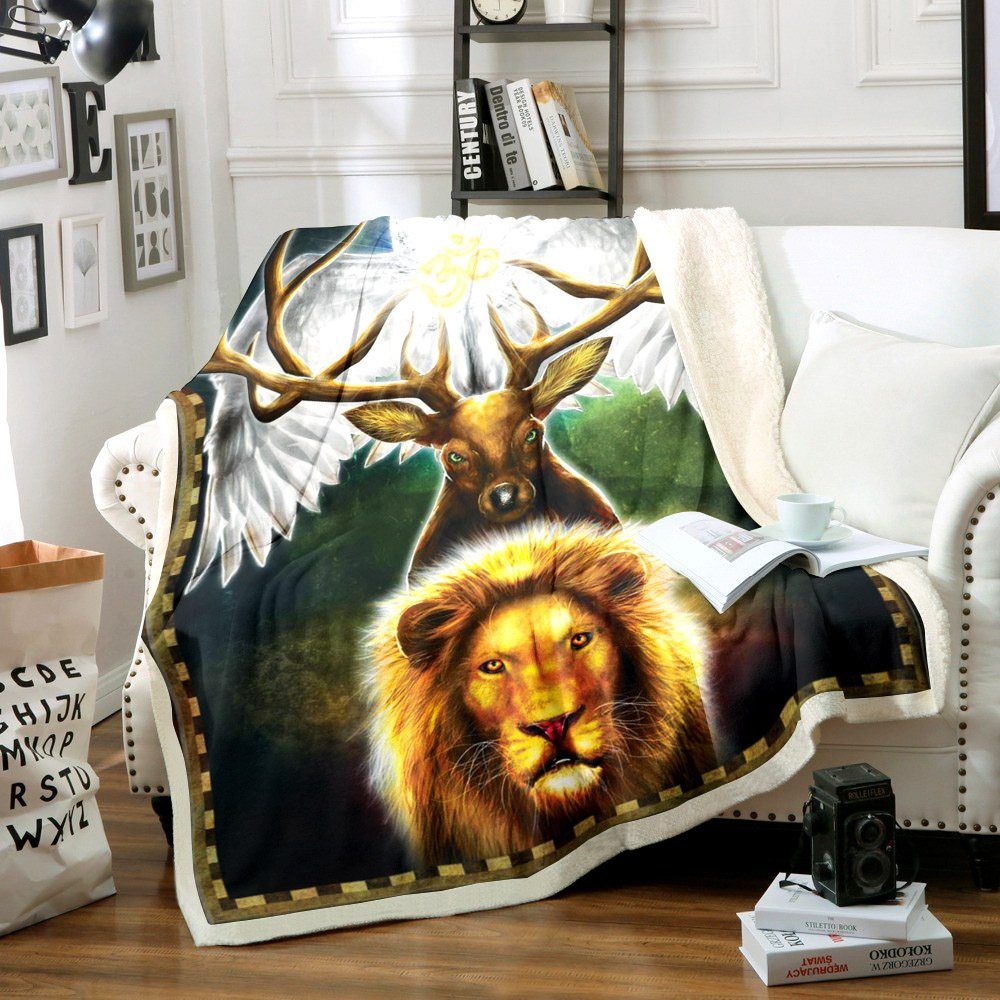 Lion Deer Owl Sherpa Fleece