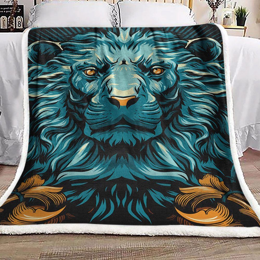 Lion Sherpa Fleece Blanket