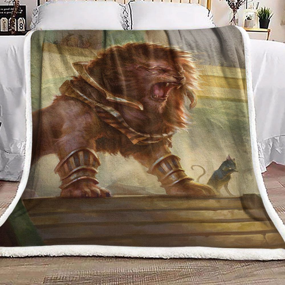 Lion Sherpa Fleece Blanket