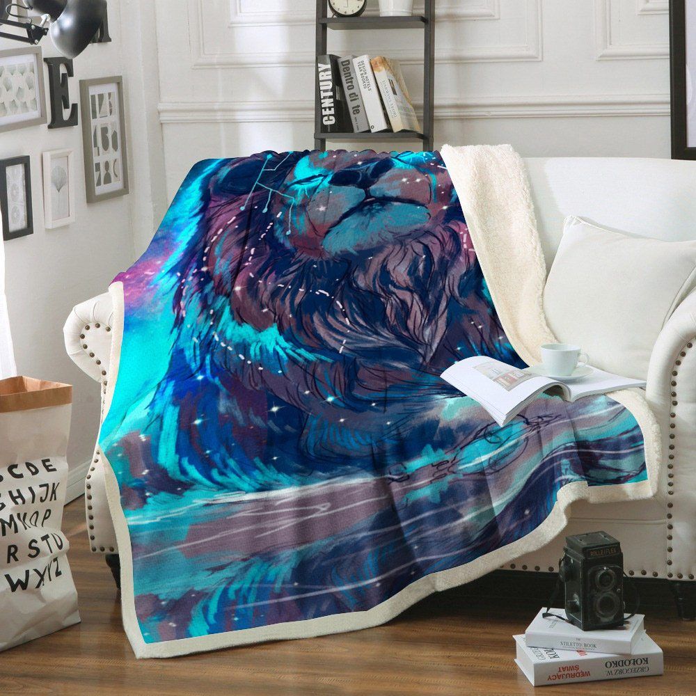 Lion Sherpa Fleece Blanket