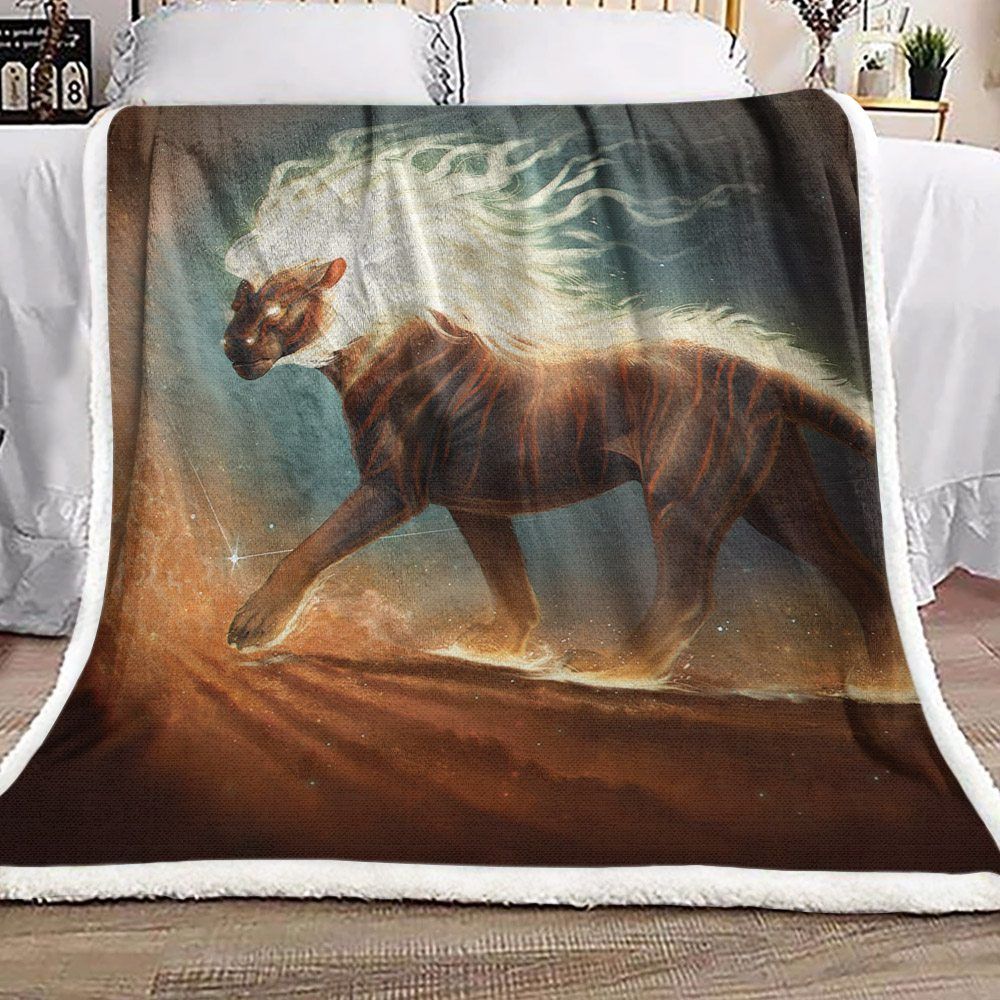 Lion Sherpa Fleece Blanket