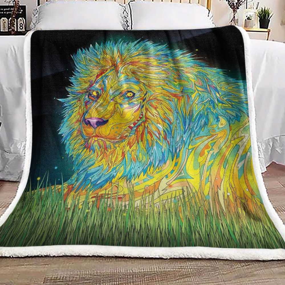 Lion Sherpa Fleece Blanket