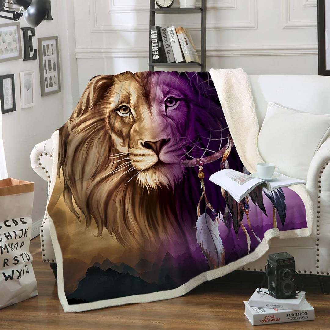 Lion Dreamcatcher Sherpa Fleece Blanket