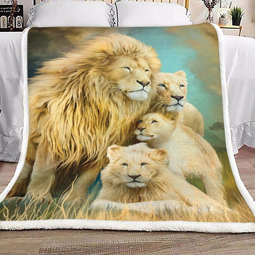 Lion Family Sherpa Fleece